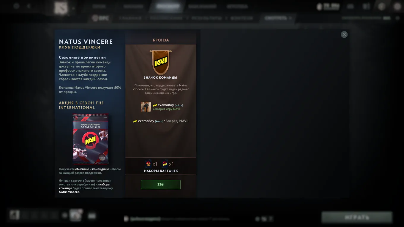 Бронзовый набор Natus Vincere