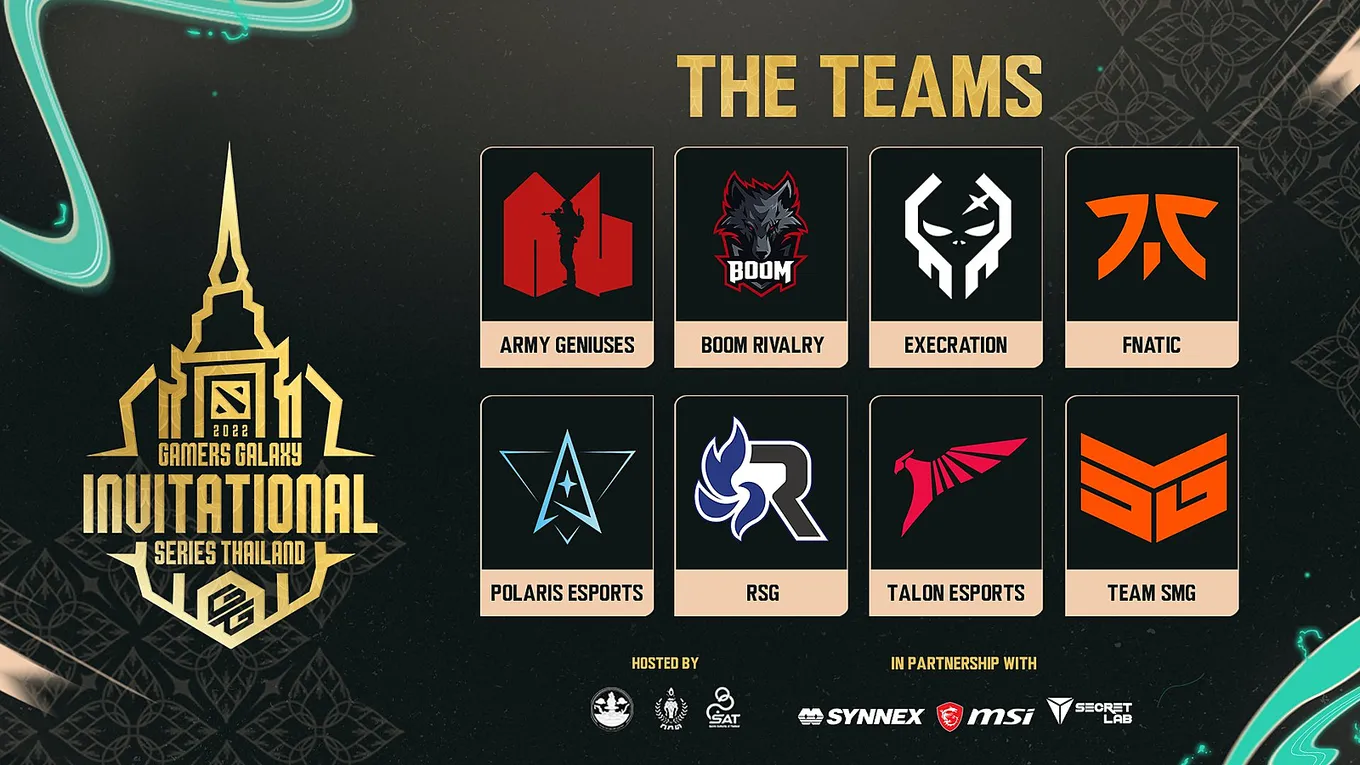 Команды, получившие инвайты на&nbsp;GAMERS GALAXY: Invitational Series Thailand 2022