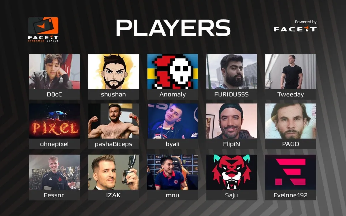 Участники FACEIT Streamer League