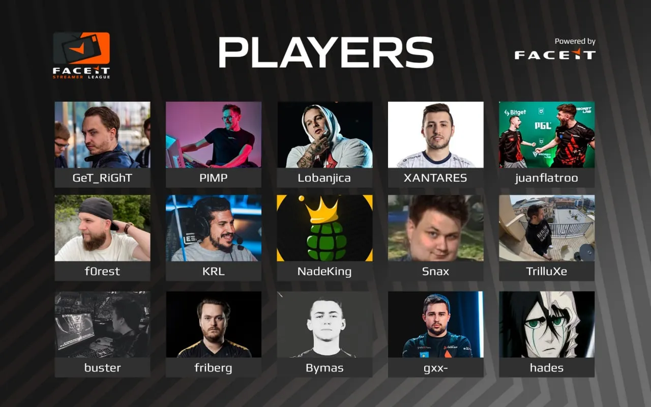 Участники FACEIT Streamer League