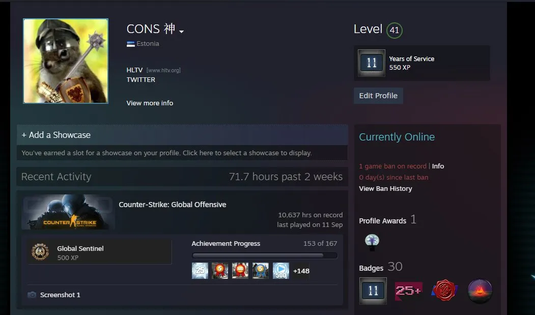 Игрок команды из топ-71 HLTV получил бан в CS:GO из-за патруля
