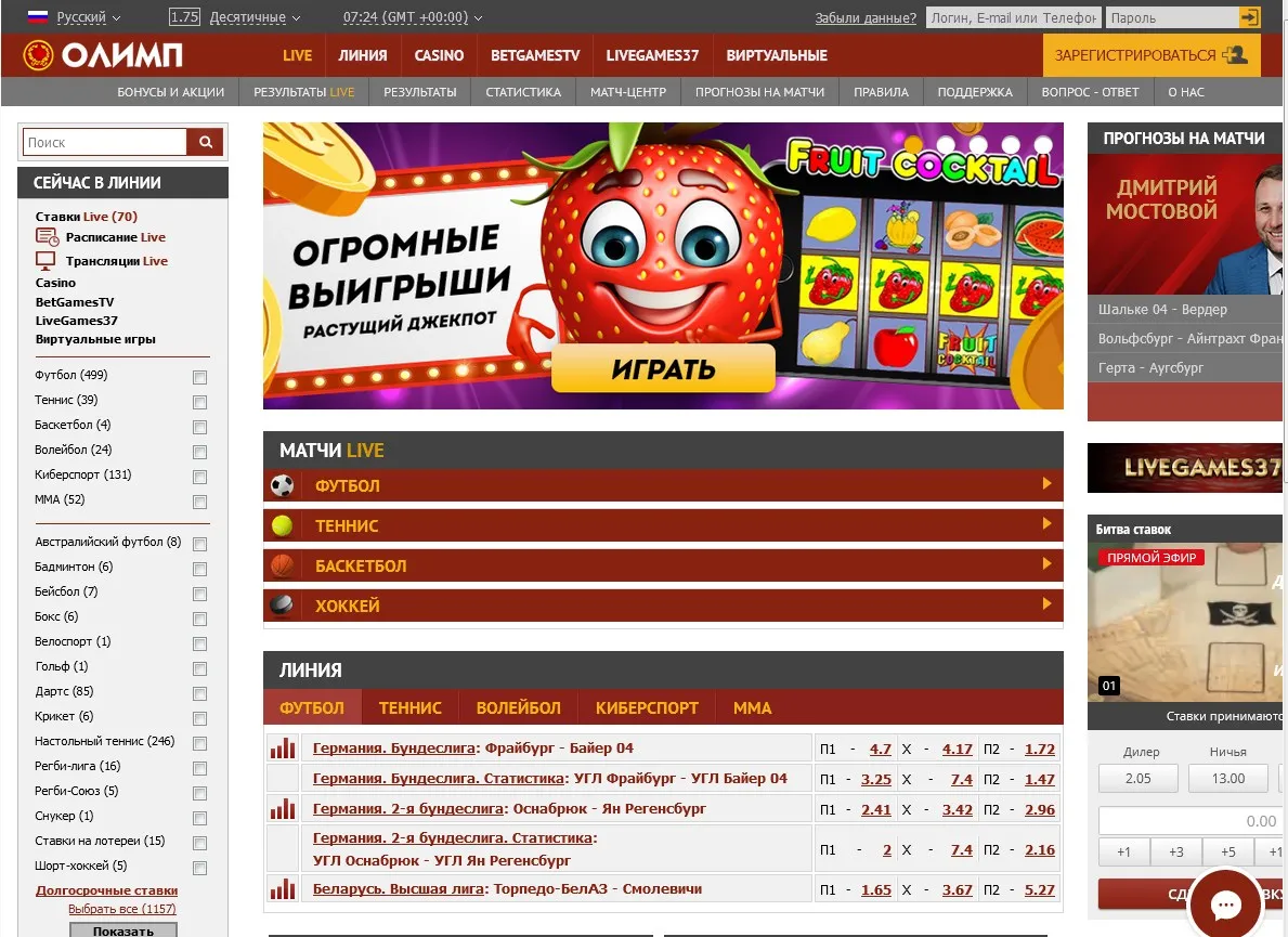 Обзор официального сайта