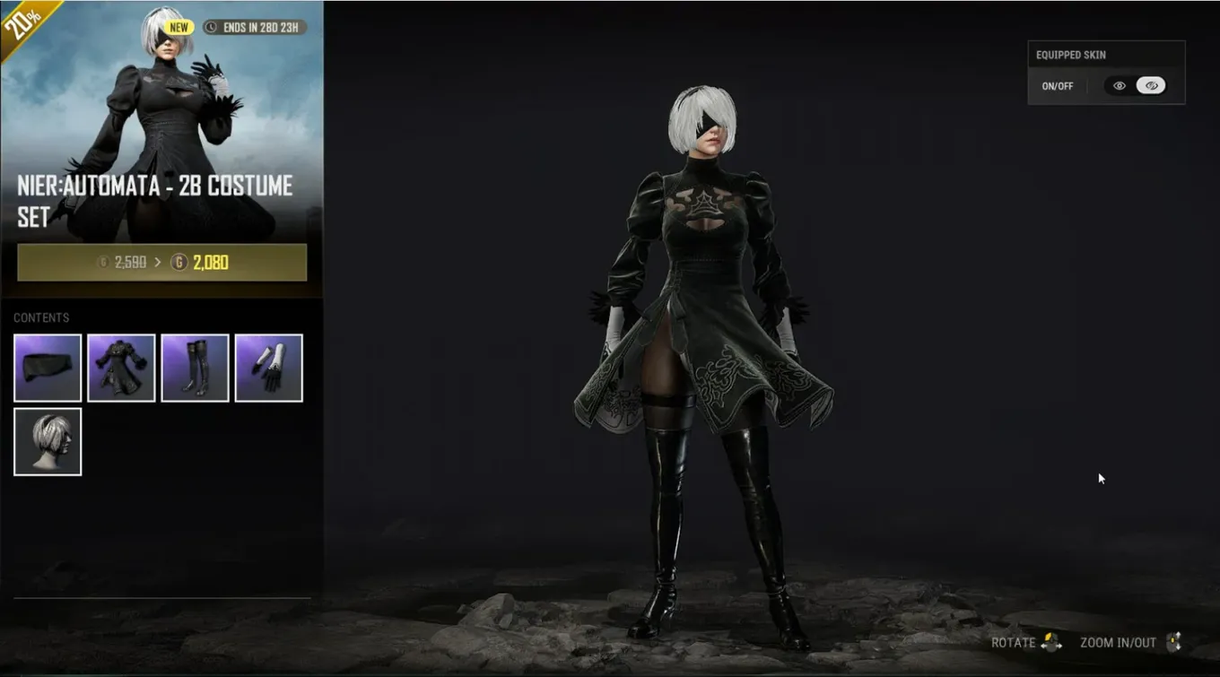 Скин 2B в PUBG в рамках коллаборации с серией игр NieR