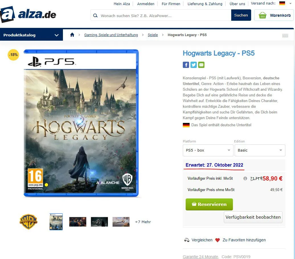Возможная дата релиза Hogwarts Legacy