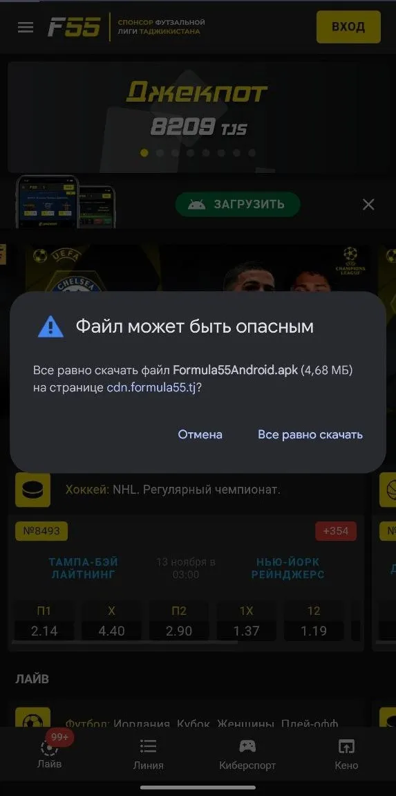 Что скачать Формула 55 нажимаем «Все равно скачать»