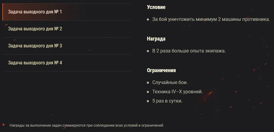 Новые задачи выходного дня в WoT