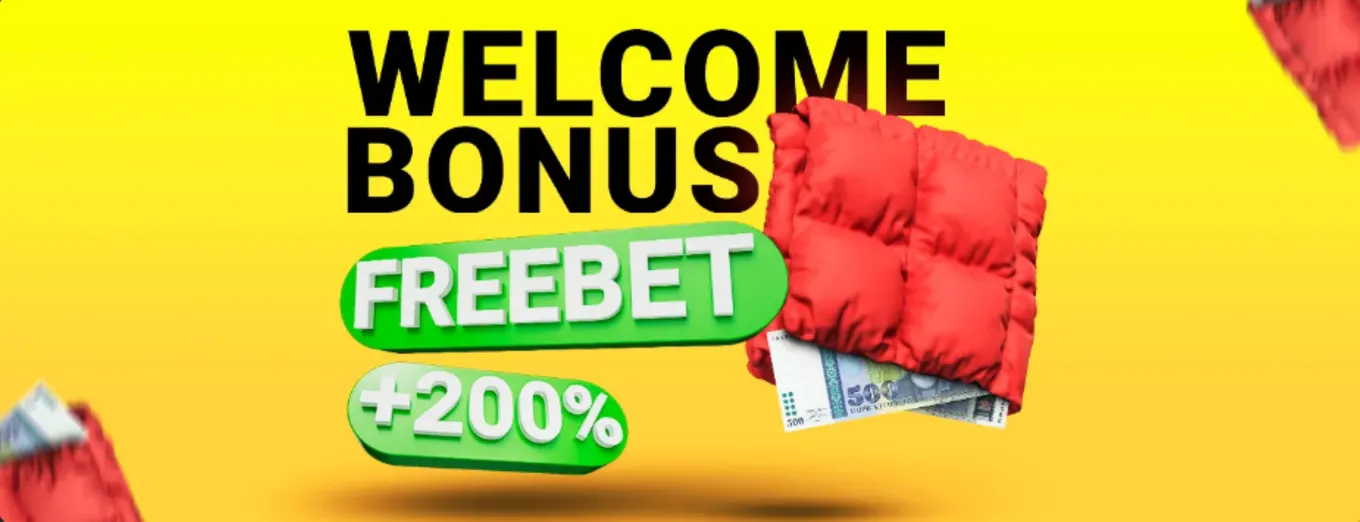 «Приветственный бонус фрибет +200%» от Komyob