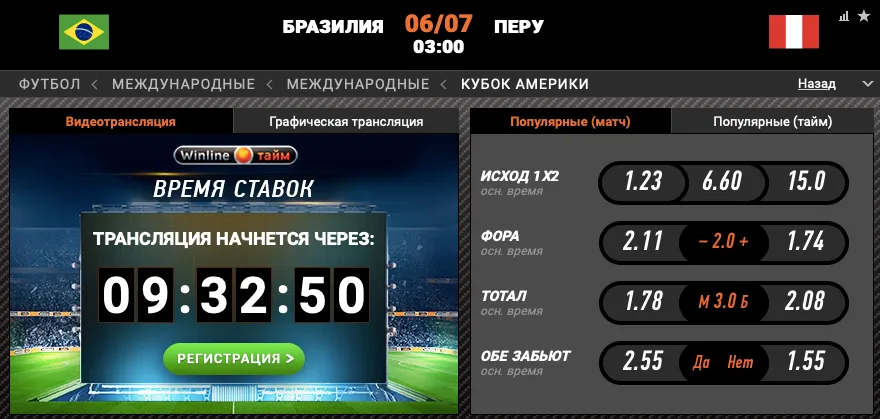 Винлайн Бразилия − Перу