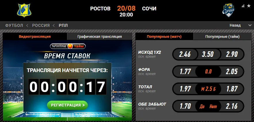 Винлайн «Ростов» – «Сочи»