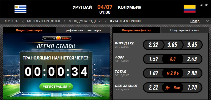 Винлайн Уругвай − Колумбия