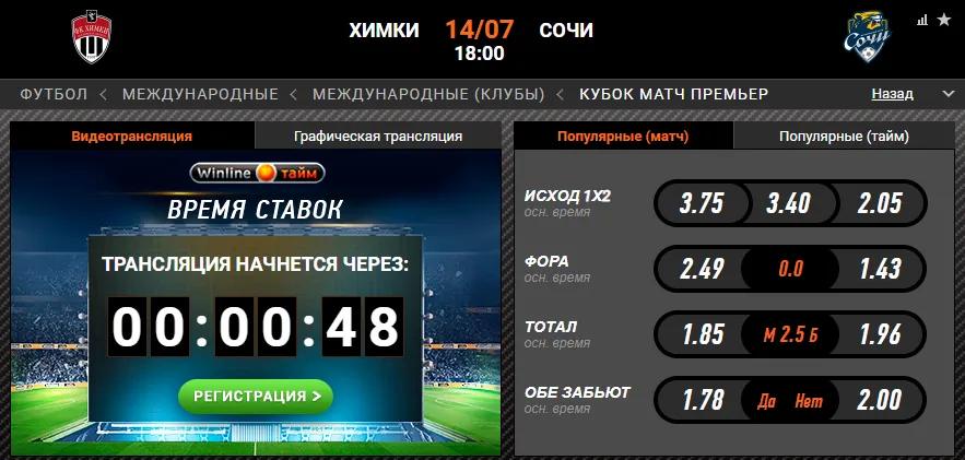 Винлайн «Химки» – «Сочи»