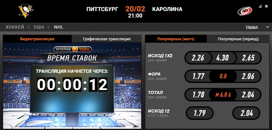 Винлайн «Питтсбург» – «Каролина»