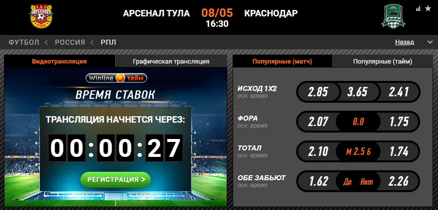 Винлайн «Арсенал» – «Краснодар»